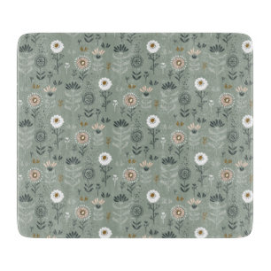 Forest Floral Sage Green Cutting Board