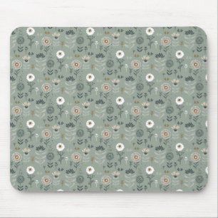 Forest Floral Sage Green Mouse Mat