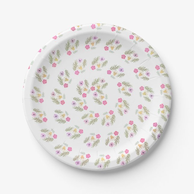 Forest Floral Tropical Botanical Baby Shower Party Paper Plate (Front)
