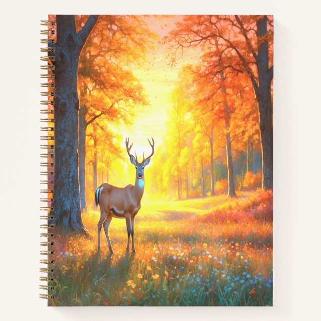 Forest Flowers and Deer Colorful Art Notebook (Front)