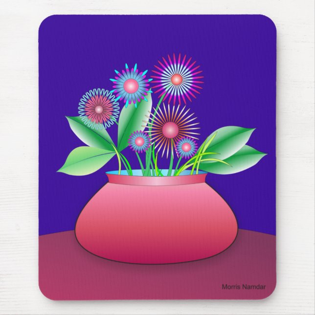 Forest flowers in a red pot mousepad (Front)
