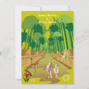Forest Flowers Journey Adam and Eve Wedding Invitation