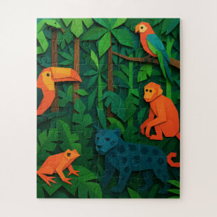 Forest Folded Animals – Tropical Jungle Wildlife Jigsaw Puzzle
