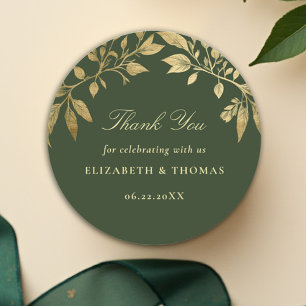 Forest Foliage Botanical Elegant Wedding Favor Classic Round Sticker