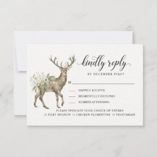 Forest Foliage Deer   Kindly Reply   Meal Options  RSVP Card