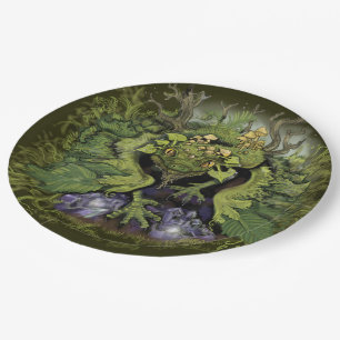 Forest Foliage  Moss Dragon Paper Plate