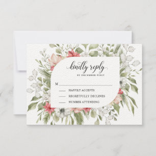 Forest Foliage Winter Wedding Kindly Reply RSVP Card