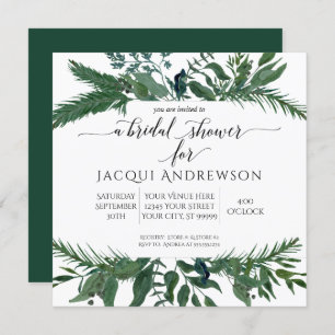 Forest Foliage Wreath Bridal Shower   Square Invitation