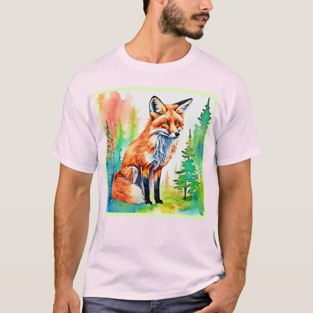 Forest Fox View Design T-Shirt (Front)