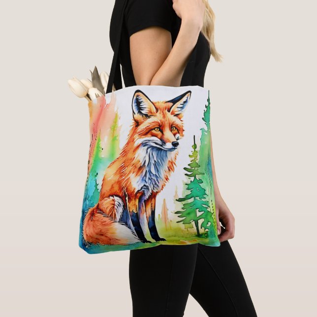 Forest Fox View Design Tote Bag (Close Up)