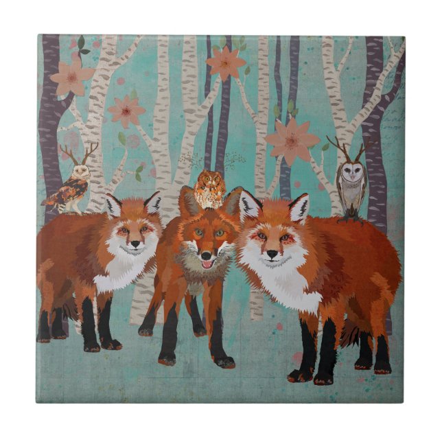 FOREST FOXES & ANTLER OWLS Tile (Front)