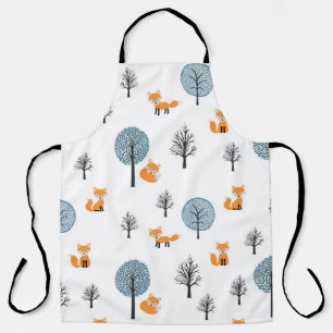 Forest Foxes: Vintage White Background Apron