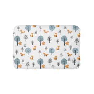 Forest Foxes: Vintage White Background Bath Mat