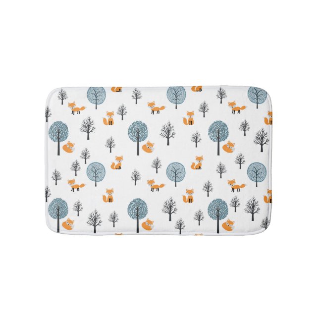 Forest Foxes: Vintage White Background Bath Mat (Front)