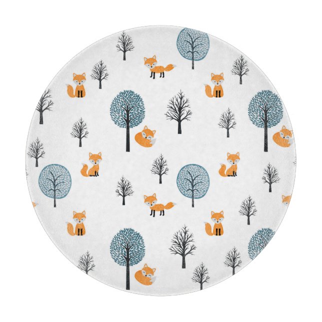 Forest Foxes: Vintage White Background Cutting Board (Front)