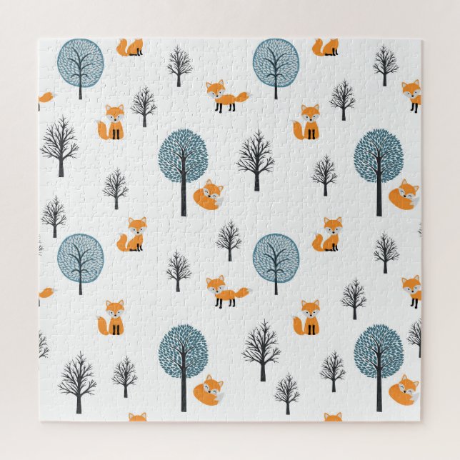 Forest Foxes: Vintage White Background Jigsaw Puzzle (Vertical)