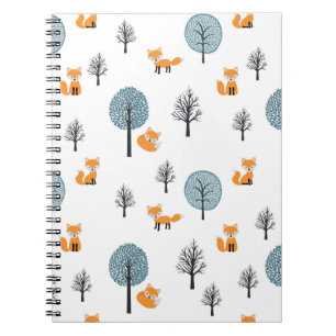 Forest Foxes: Vintage White Background Notebook