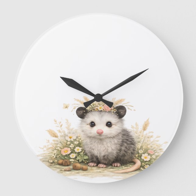 Forest friend woodland opossum  large clock (Front)