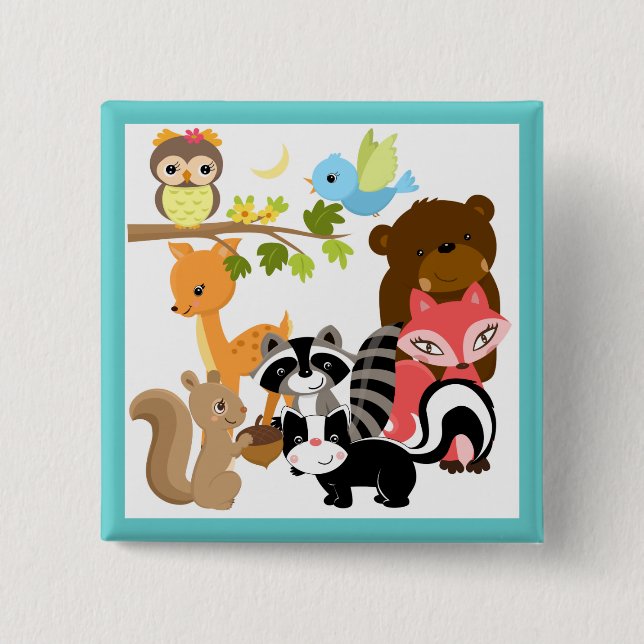 Forest Friends 15 Cm Square Badge (Front)