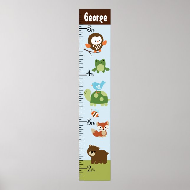 Forest Friends Animals Growth Chart Keep at 8x44! (Front)