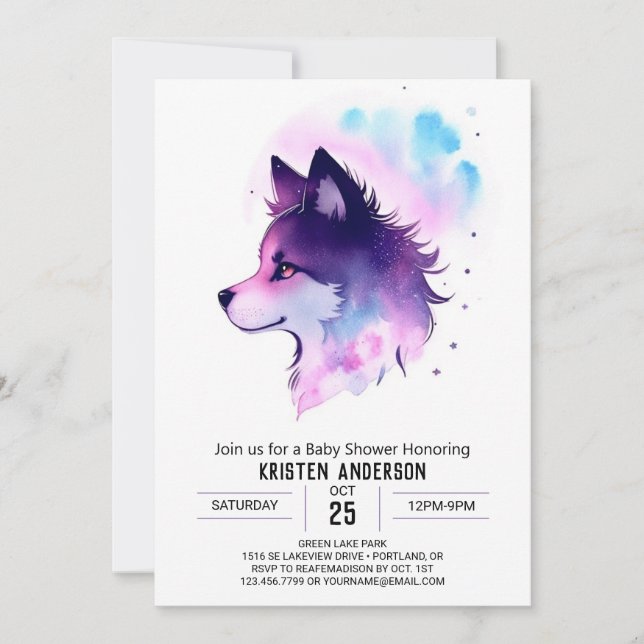  Forest Friends Await Wolf Baby Shower Invitation (Front)