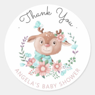 forest friends baby deer Baby Shower Sticker