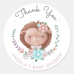 forest friends baby hedgehog Baby Shower Sticker