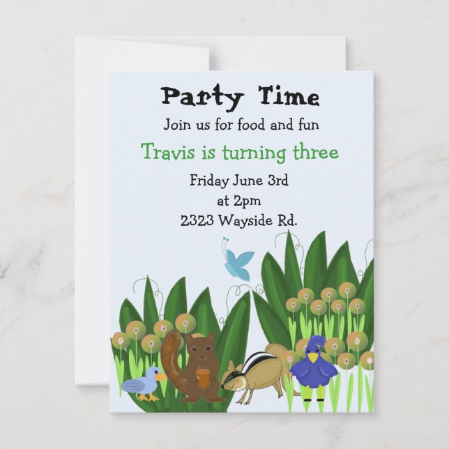 Forest Friends Birthday Party Invitation (Front)