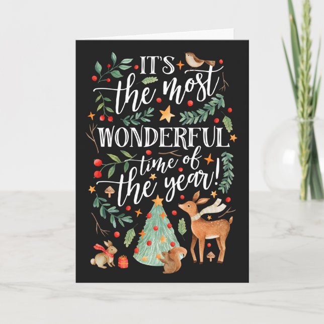 Forest Friends | Black | Holiday Card (Front)