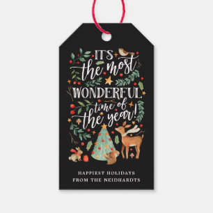 Forest Friends   Black   Holiday Gift Tags