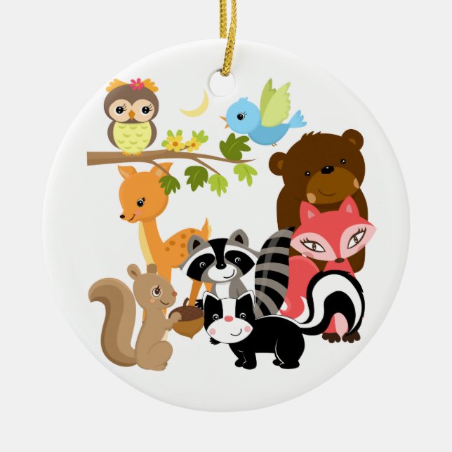 Forest Friends Ceramic Tree Decoration (Front)