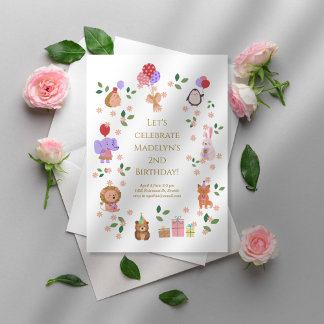 Forest Friends Child Birthday Party Invitation