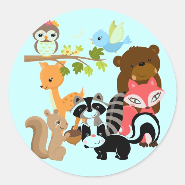 Forest Friends Classic Round Sticker (Front)