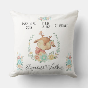 forest friends cute baby deer birth stats nursery cushion
