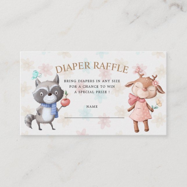 forest friends diaper raffle ticket enclosure (Front)
