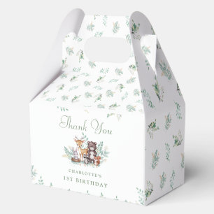 Forest Friends first birthday Favor Box