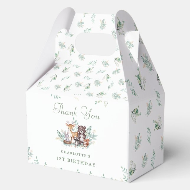 Forest Friends first birthday Favour Box (Front)