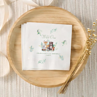 Forest Friends first birthday  Napkin
