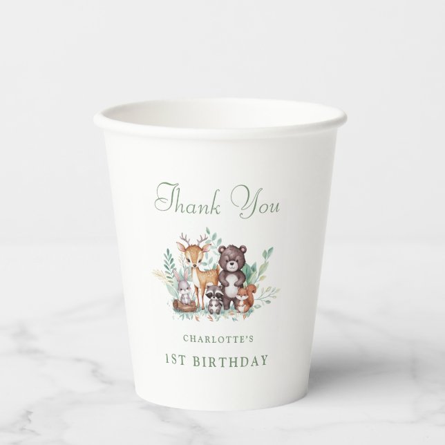 Forest Friends first birthday  Paper cup (Front)