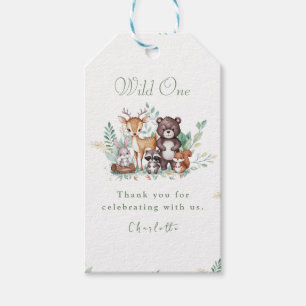 Forest Friends first birthday thank you tag