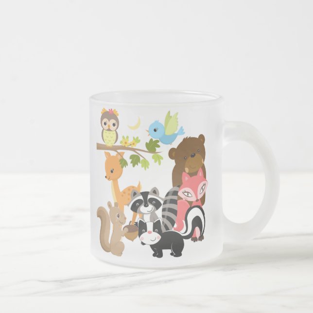 Forest Friends Frosted Glass Coffee Mug (Right)