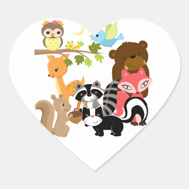 Forest Friends Heart Sticker (Front)