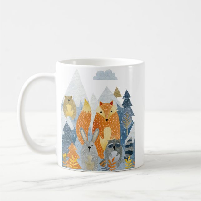 Forest friends in the mountain coffee mug (Left)