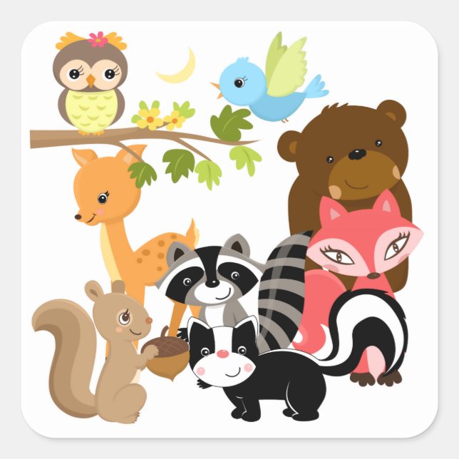 Forest Friends Square Sticker (Front)