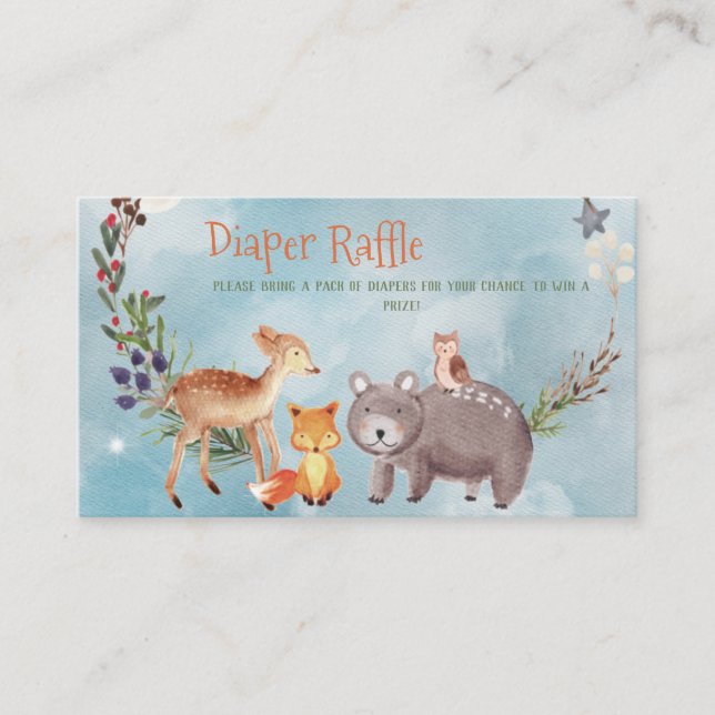 Forest Friends Winter Baby Shower Diaper Raffle Enclosure Card (Front)