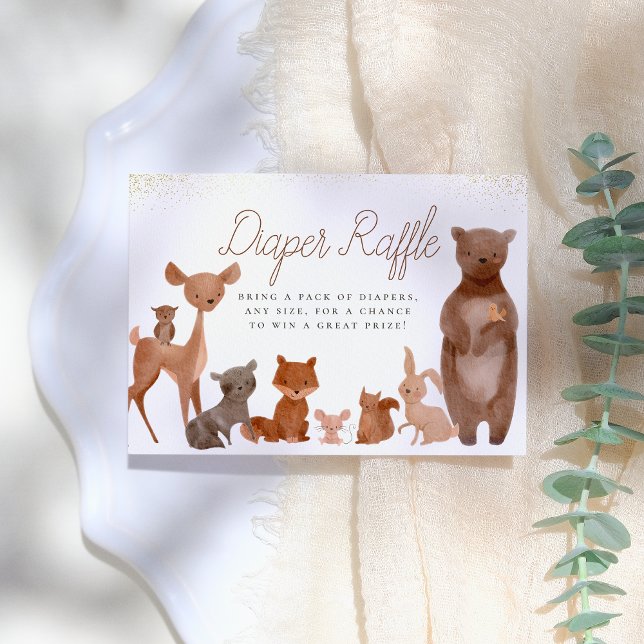 Forest Friends Woodland Baby Shower Diaper Raffle Enclosure Card (Creator Uploaded)