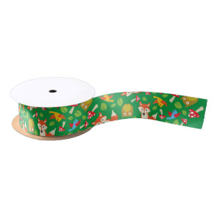 Forest Friends Woodland Cute 1st Birthday Party Satin Ribbon