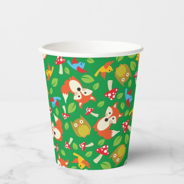 Forest Friends Woodland Cute Kid's Birthday Party Paper Cups (Front)
