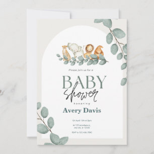 Forest Friends & Woodland Greenery Baby Shower Save The Date