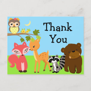 Forest Friends Woodland Thank You Postcard
